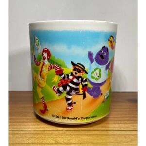Vintage 1991 McDonalds Corporation Child Cup with Handle Plastic Hamburglar